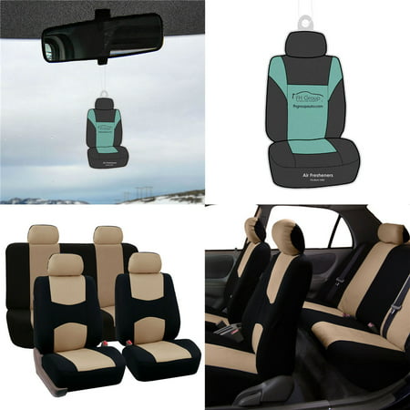 Fh Group Universal Flat Cloth Fabric Car Seat Cover Full Set With Bonus Air Freshener From Accuweather - Fh Group Flat Cloth Car Seat Covers