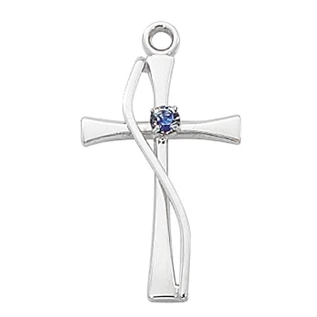 0.94 x 0.52 x 0.12 in. Sterling Silver Cross Pendant for Rhodium Plated Brass Chain