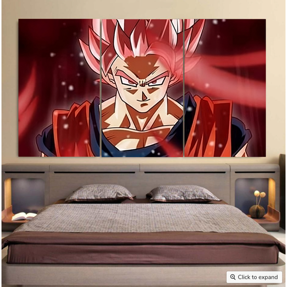 Dragon Ball Son Goku Super Saiyan Rose Portrait Cool Cool 3Pc Canvas