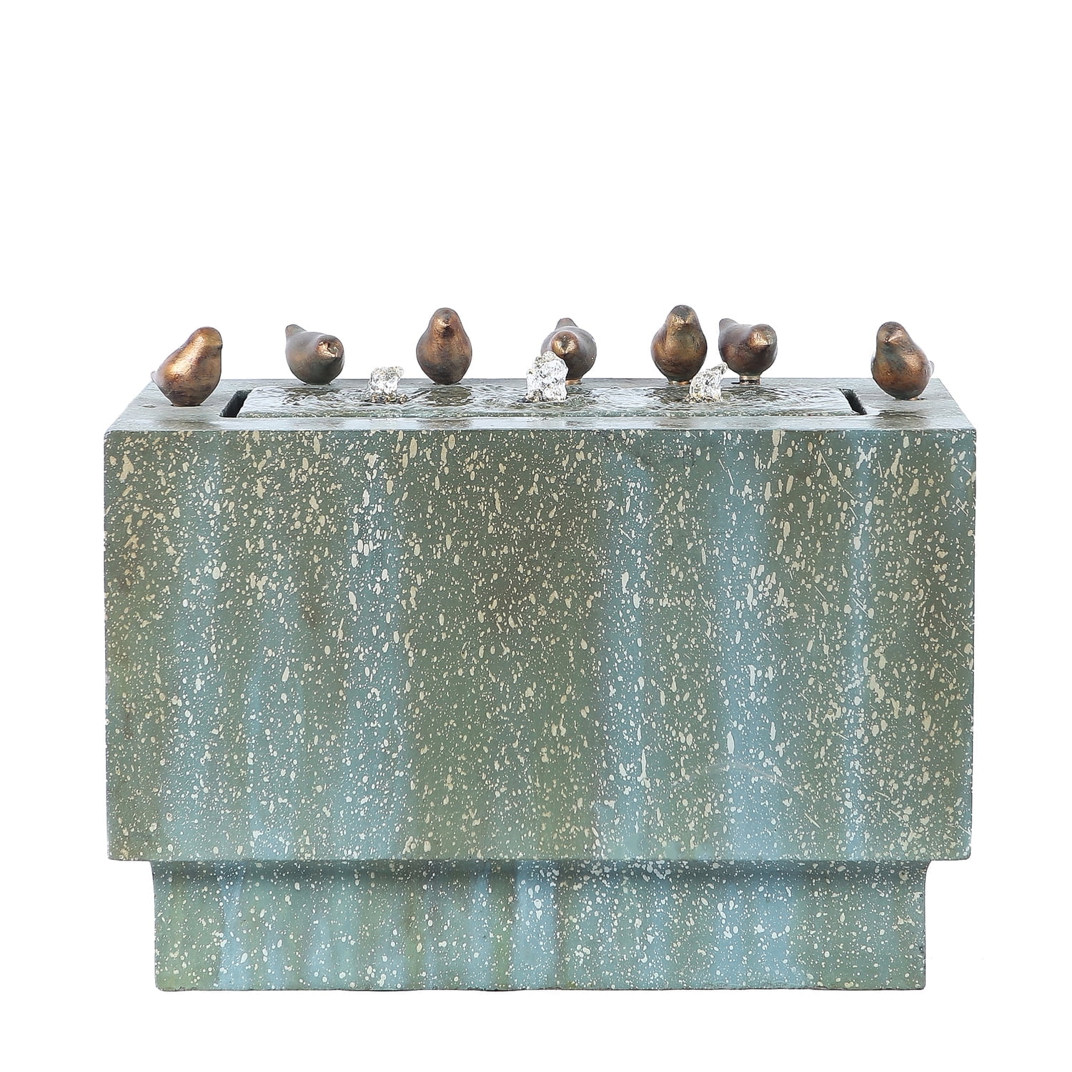 LuxenHome 24 Inch Outdoor Water Fountain, Resin Stone and Patina Rectangular Water Fountains Outdoor and Indoor with LED Lights