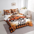 thumbnail image 3 of Manfei Pumpkin Truck Bedding Queen Size,Geometric Plaid Comforter Sets with Sheets,Happy Fall Bedding Sets Queen Size,Breathable Autumn Room Decor,Reversible,7pcs, 3 of 6