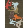 Momeni Mo Hipster Novelty Sports Modern Area Rugs, Brown/Blue/Red, 84" x 60"