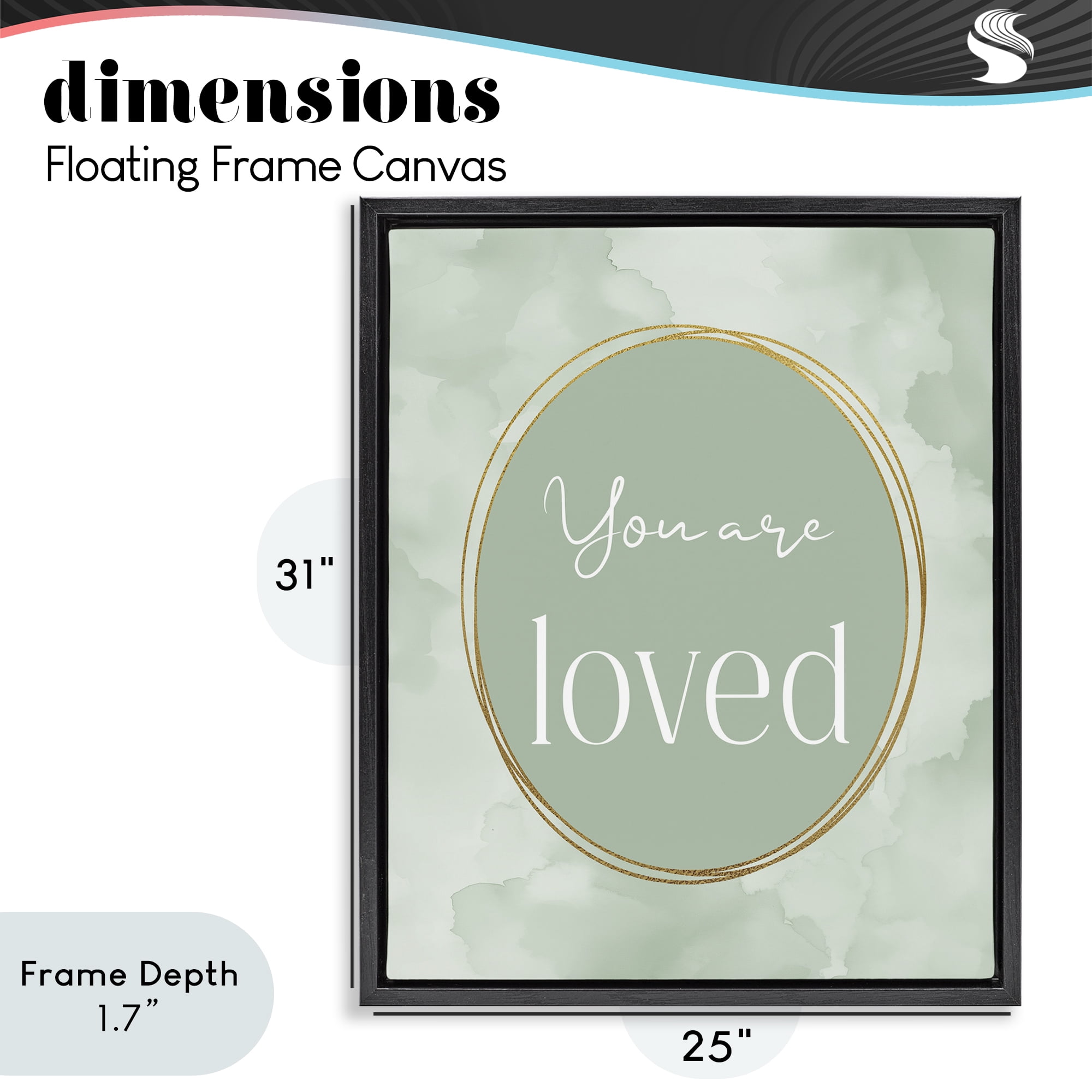 Stupell Industries Green Golden Affirmation Black Framed Floater Canvas Wall Art, design by Christine Simpson Art