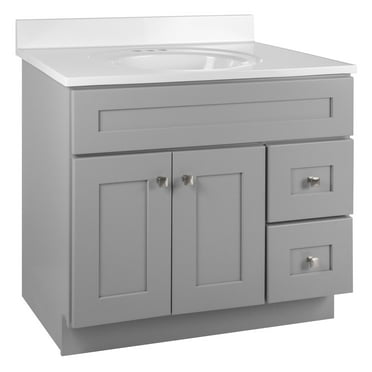 Brookings 37 Inch Bathroom Vanity with Top, Ready to Assemble, Painted Sherwin Williams® Gray – Design House, 597799