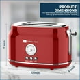 thumbnail image 4 of Culinary Chef Grille-Pain Rétro 2 Tranches – Fentes Larges, 5 Réglages de Brunissage, Fonctions Bagel, Décongélation & Annulation – 900W – Rouge, 4 of 10