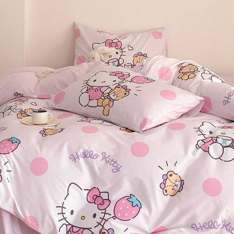 Kuromi Bedding Set Sheet Pillowcase Duvet Cover Girls Anime Bed Set Queen  SZ 4PC