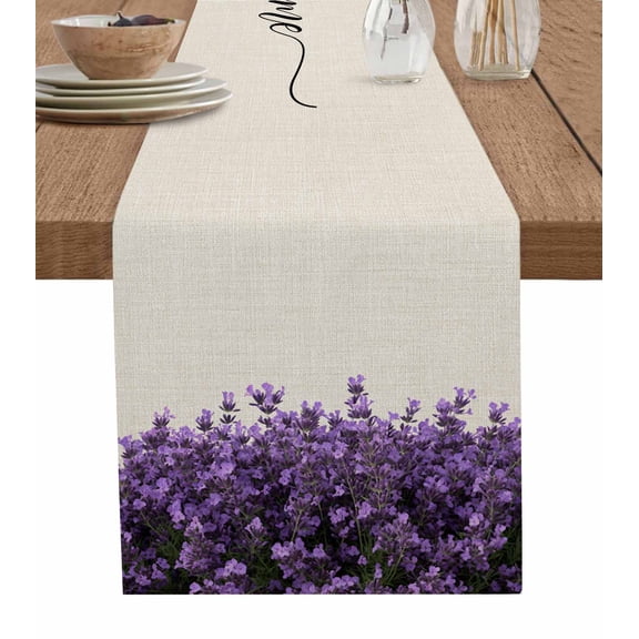 Table Runner Purple Lavender Table Decoration for Kitchen Dinning Spring Pastoral Style Table Decoration for Indoor Outdoor Party Wedding Decor 13x90 Inch