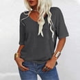 thumbnail image 2 of Endives Women's 3/4 Sleeve Shirts V Neck Loose Fitting Tops Casual Solid Color Tshirts Trendy Basic Tunic Summer Ladies Tops, 2 of 7