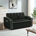 thumbnail image 3 of Muumblus Pull Out Sofa Bed, 3-in-1 Convertible Loveseat Sleeper Sofas with USB/Type C, Modern 2 Seater Velvet Couch for Living Room, Apartment, Black, 3 of 11