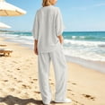 thumbnail image 6 of IUYRTFE Women's V-Neck Short Sleeve Top and Wide Leg Pants Set with Pockets Casual 2 Piece Lounge Outfit, 6 of 6
