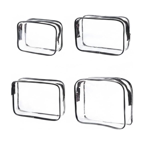 Transparent PVC Travel Toiletry Bag with Zipper, 9.4 x 2.8 x 7.1 Inches