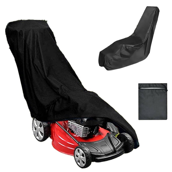 KANCOKIT Waterproof Push Lawn Mower Cover, Outdoor Walk Behind Lawn Mower Protecter Universal Fit with Buckle & Cover Storage Bag, Black