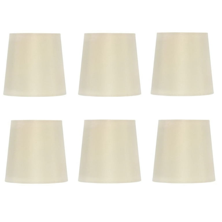 White Silk 5 Inch Euro Style Drum Chandelier Lamp Shades Set of 6