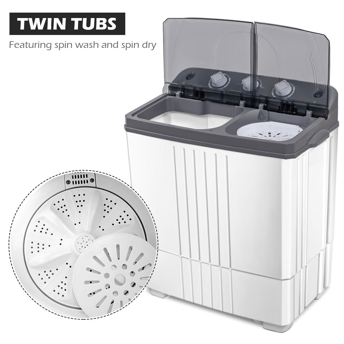17.6lbs Portable Mini Compact Twin Tub Laundry Washing Machine Washer Spin Dryer 