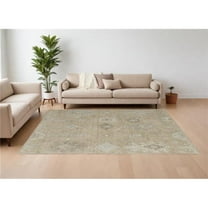HomeRoots 567179 9 x 13 ft. Wool Floral Hand Knotted Rectangle Area Rug, Tan & Ivory