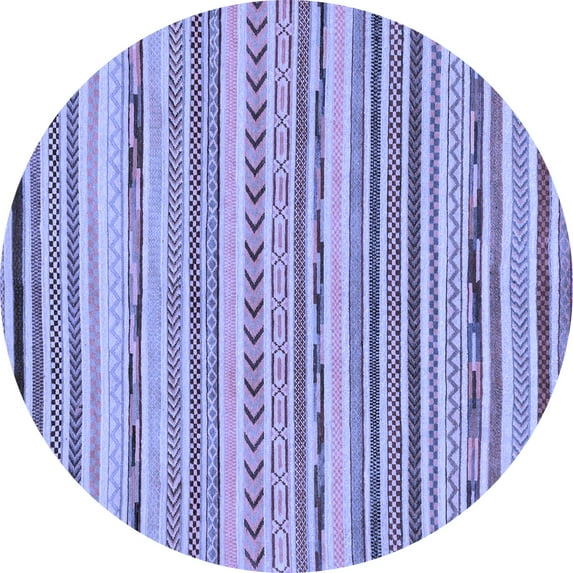 Ahgly Company Machine Washable Indoor Round Abstract Blue Modern Area Rugs, 8' Round