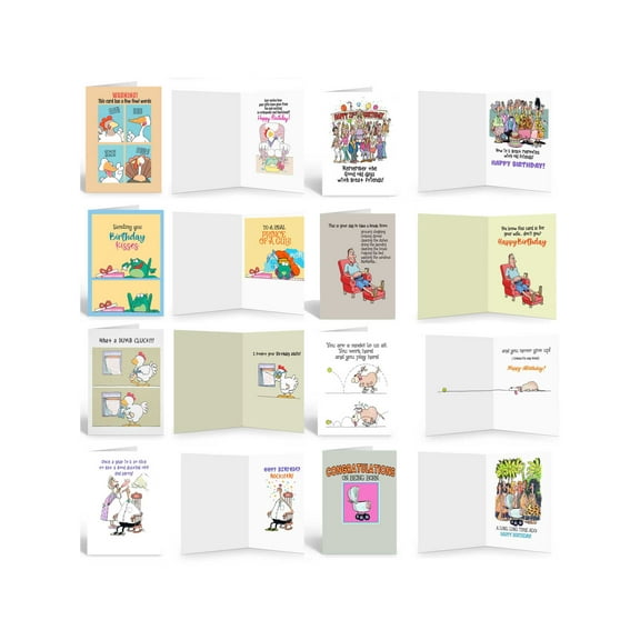 Funny Birthday Card Assortment for Men- USA Made-Full Color Front & Inside! - Bu