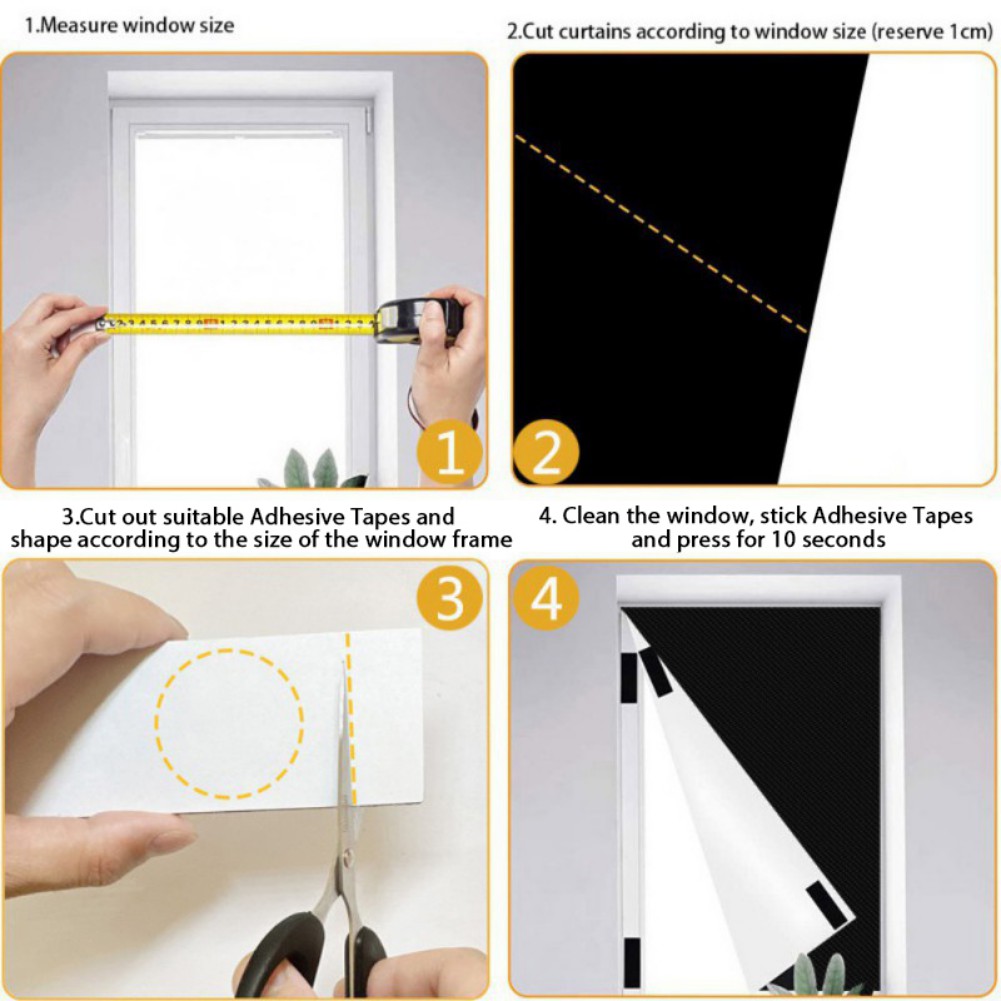 100% Blackout Curtains for Bedroom, Portable DIY Window Blinds,No Drill Window Shades and Blackout Blinds with Stickers for Baby Nursery, Travel, Dorm Room- 57"x118"