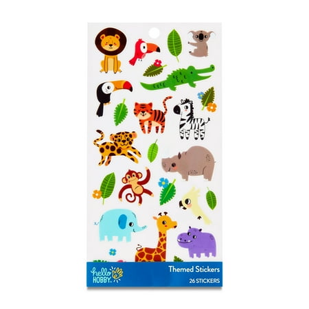 Hello Hobby Multicolor Jungle Animals Themed Stickers, 26 Count