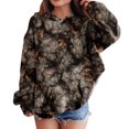 thumbnail image 2 of kmaduk Light Camo Hoodies for Teen Girls Cute Sweatshirt Maple Leaf Print Oversized Fleece Sweatshirts Pullover Tops with Pocket (Black, 10-11 Years), 2 of 6