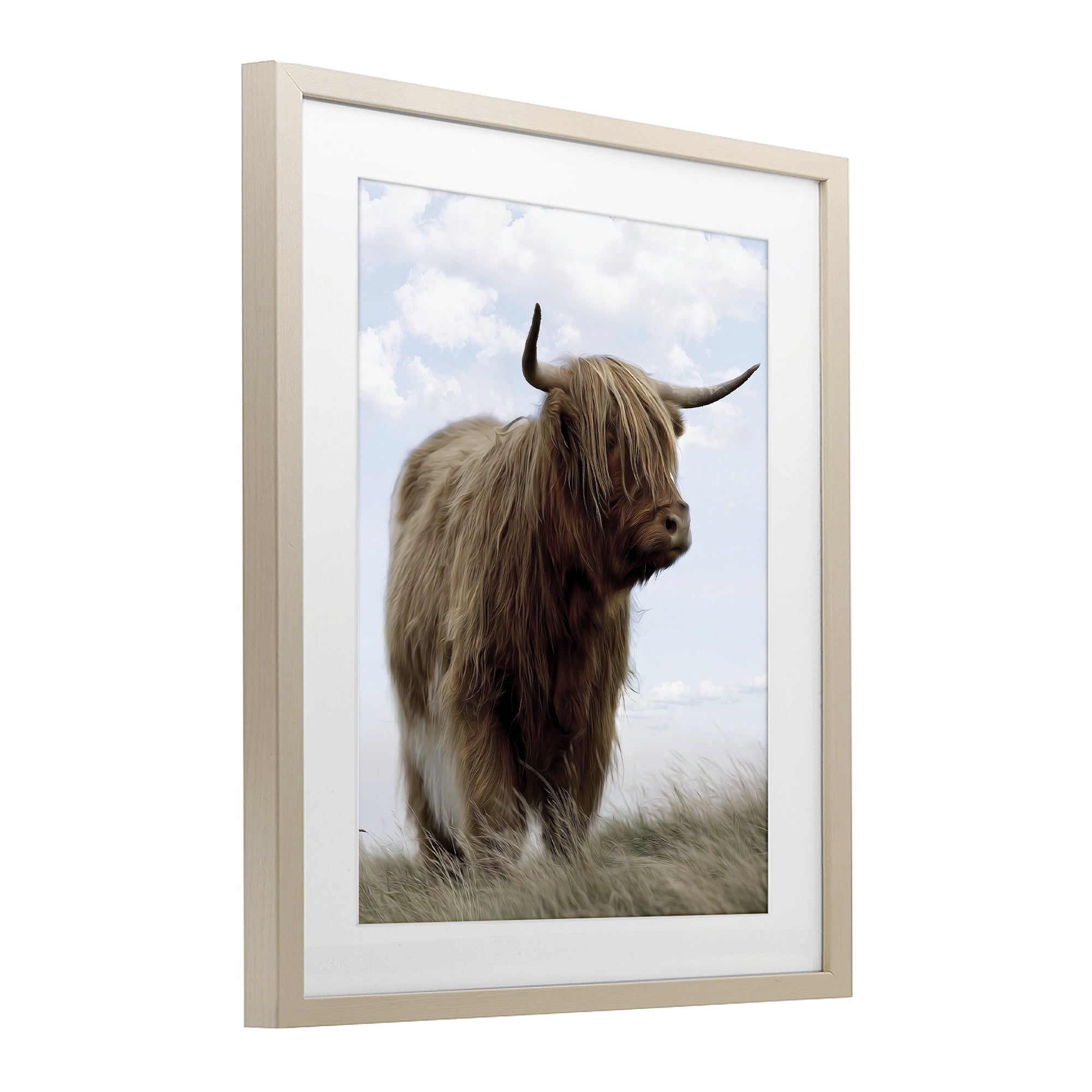 Stupell Industries Restful Look Highland Cattle Birch Framed Print Under Glass, design by Marcus Prime