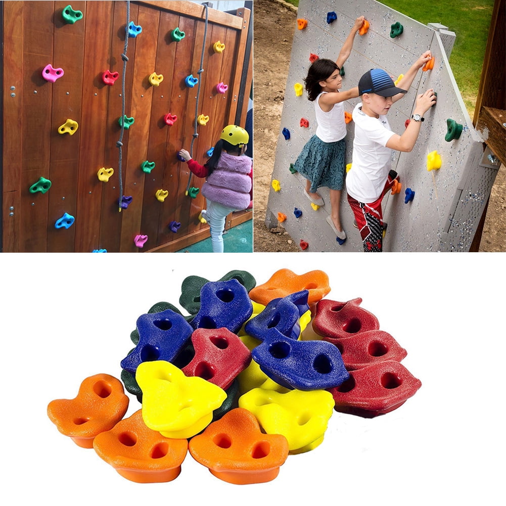 ND 12/24pack Climbing Holds for Kids Multicoloured Polyresin Climbing Wall Grips Climbing Stones Rocks for Garden Playground with Fixings