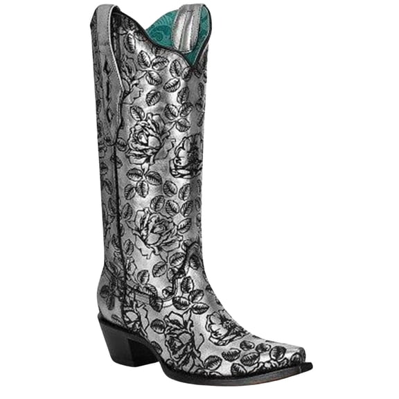 Corral Women's Floral Laser Print Western Boot Snip Toe - Z5082 7 M US