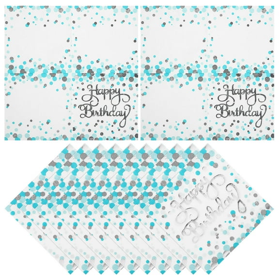 Hemoton Glitter Themed Party Napkins for Birthday Celebrations with Unique Blue Multi 40pcs