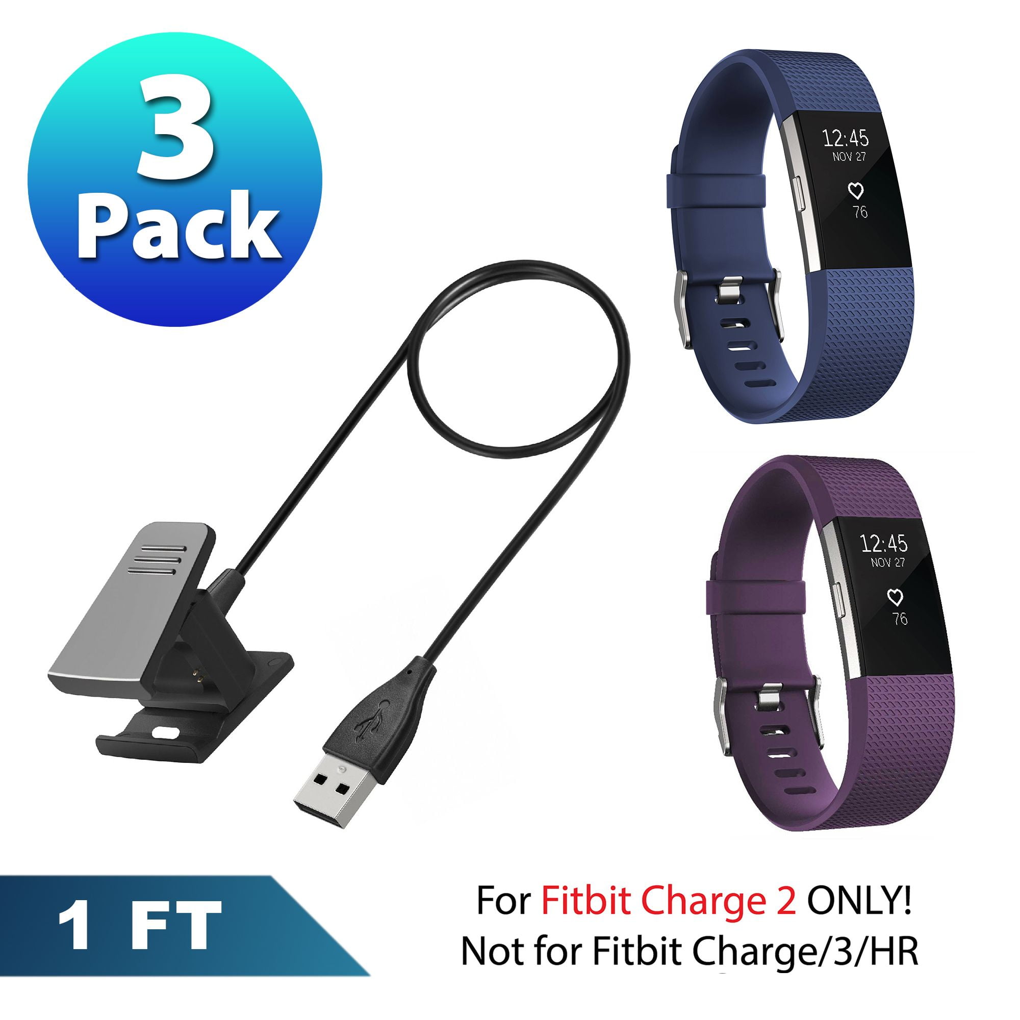 Fitbit Charge 2 Bands and Fitbit Charge 2 Charger by Zodaca 2 pack (Purple & Dark Blue