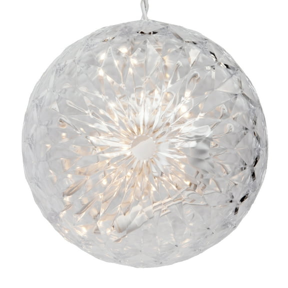 Vickerman 30 Light x 6" LED Warm White Crystal Ball Outdoor Use, 24" White Wire lead plug.
