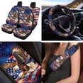 thumbnail image 2 of Jeiento 250th Anniversary Car Seat Covers Full Set 12pcs Car Accessories Auto Front and Rear Seat Covers with Steering Wheel Cover, Armrest Pads, Seat Belt Cover, Car Coasters, Eagle Keychain, 2 of 7