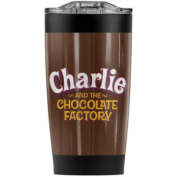 Charlie And The Chocolate Factory Logo Stainless Steel Tumbler 20 oz Coffee Travel Mug/Cup, Vacuum Insulated & Double Wall with Leakproof Sliding Lid | Great for Hot Drinks and Cold Beverages