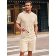 thumbnail image 4 of RICHCOIN Men's Ribbed Knit Crewneck T-Shirts Short Sleeve Textured Solid Casual Tee, 4 of 7