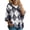 Grey, variant on Plus Size Plaid Knit Hoodie for Women, Long Sleeve Argyle Pullover Sweatshirt Drawstring Tunic Sweater, Winter Warm Cozy Loose Fit Casual Top