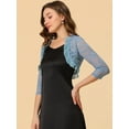 thumbnail image 3 of INSPIRE CHIC Women's Elegant Ruffle Collar Front 3/4 Sleeve Lace Shrug Top, 3 of 6