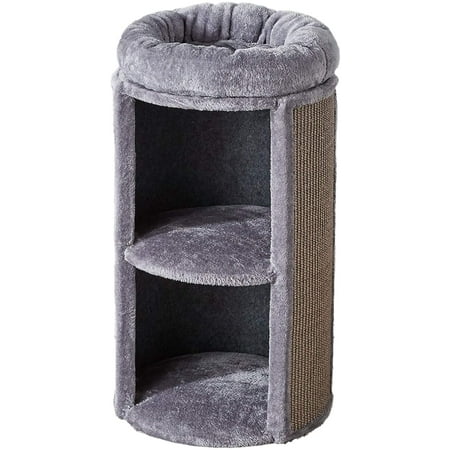 UPC: 0850016786104 | Two by Two Juniper Two-Level 25.5-inch Column Style Cat Condo Bed and Scratch Pad