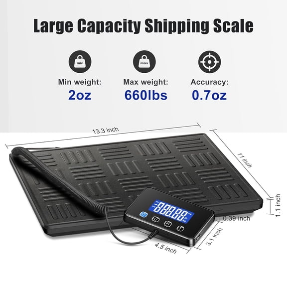Heavy Duty Digital Shipping Scale 660lbs High Accuracy Postage Scale with LCD Display for Packages Warehouse Home Use