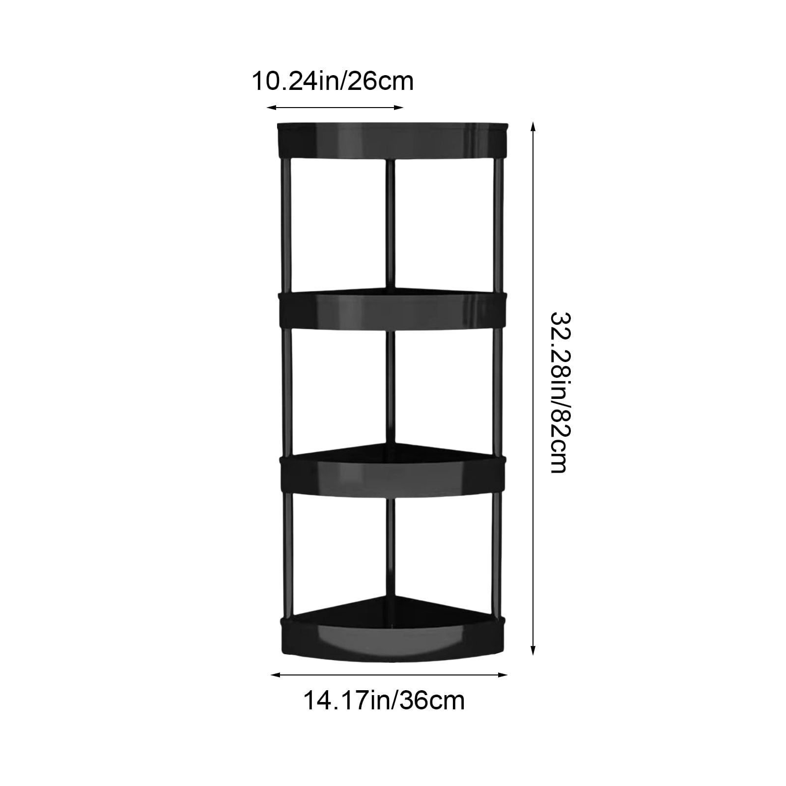AYktou 4-Tier Corner Shelf, Large Capacity Bathroom Organizers and Storage, Toilet Storage Rack Bathroom Shelves Living Room Shelf Snack Rack Kitchen Organizers for Bottles Sundry Cosmetics, Black