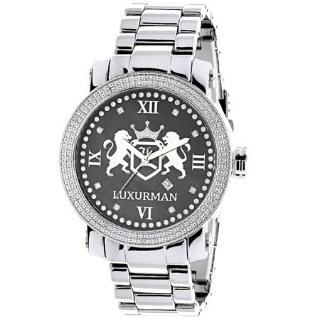 Designer Large Watches: Luxurman Phantom Real Diamond Watch for Men...