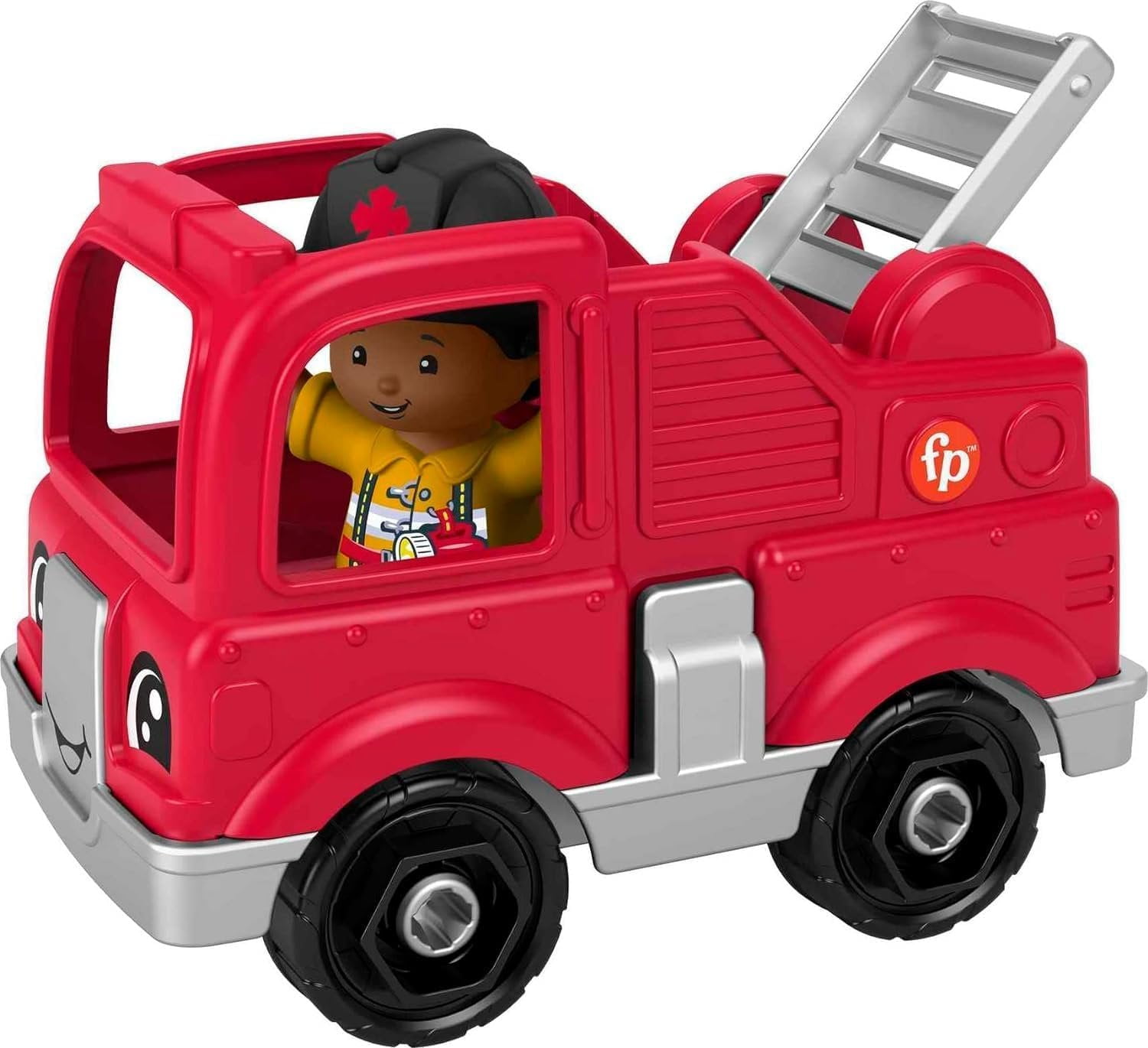 Fisher-Price Little People Vehicles and Figure Bundle with Fire Truck, Tractor, Electric Car and Toy Truck Pack of 4