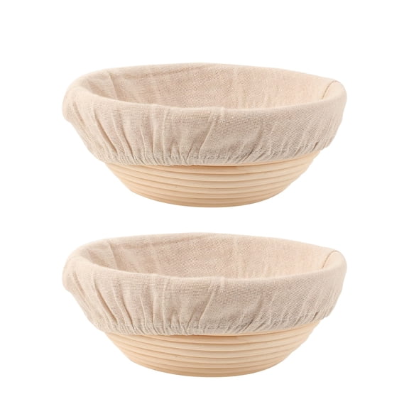 Round Bread Dough Proofing Rising Rattan Baskets(Set of 2, 9 inch) w/Liners for  Sourdough Bread Bakers