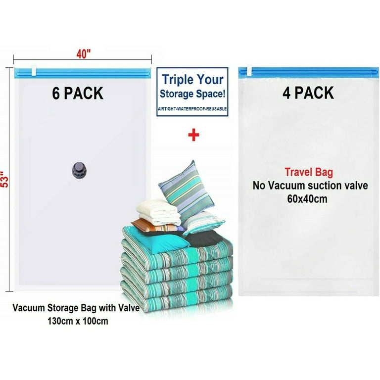 Ebuy4less 10 Pack Deal Jumbo/Large Space Saver Vacuum Seal Storage Bags  Combo with Travel Bags and Carry On Pouch Bags