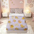 thumbnail image 2 of meiyoeat Adorable Duck Zipper Full Size Comforter Sets with Fitted Sheet and 2 Pillowcases for Kids Girls, Watercolor Floral Zipper Bedding Set for Bedroom, Purple, ReversibleG, 2 of 6