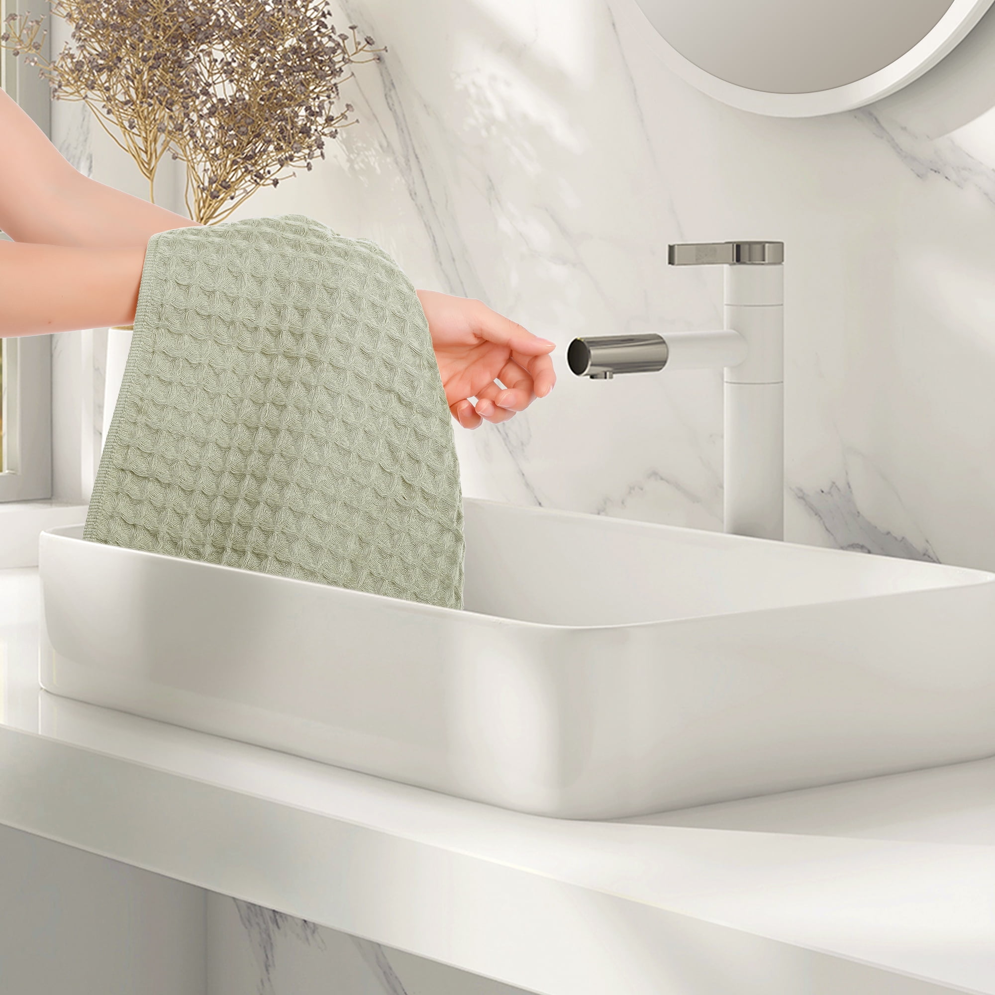Unique Bargains Cotton Highly Absorbent Hand Towels 14 x 32 Inches for Bathroom Kitchen Grey 4pk