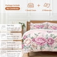 thumbnail image 6 of 3 Piece Watercolor Pink Floral Duvet Cover Set Twin Size,Microfiber Comforter/Quilt Cover with Corner Ties and 2 Pillowcases,Spring Romantic Roses Butterfly All Season Bedding with Zipper Closure, 6 of 8