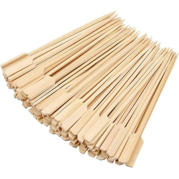100 Pieces Bamboo BBQ Skewers, Wood BBQ Sticks, Bamboo Skewers for Grill9cm