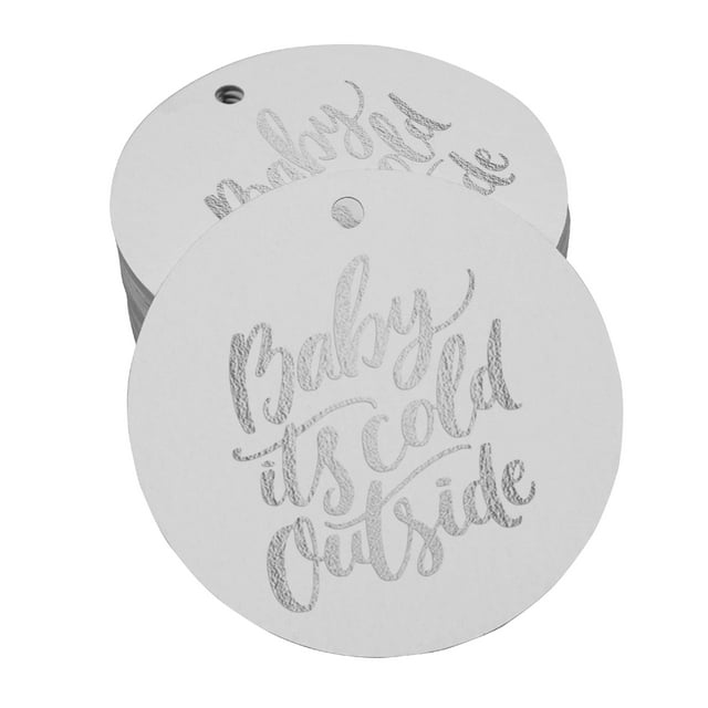 Inkdotpot Real Silver Foil Baby It's Cold Outside Baby Shower Tags Favor Hang Paper Tags 50 Pieces