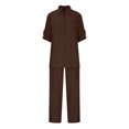 thumbnail image 5 of 2024 Clearance! JINMGG Two Piece Outfits Women, 2024 Fashion Fall Clearance Women's Summer Suit Fashion Solid Color Long Sleeve Trousers Casual Two-Piece Suit Coffee XXXXXL, 5 of 5