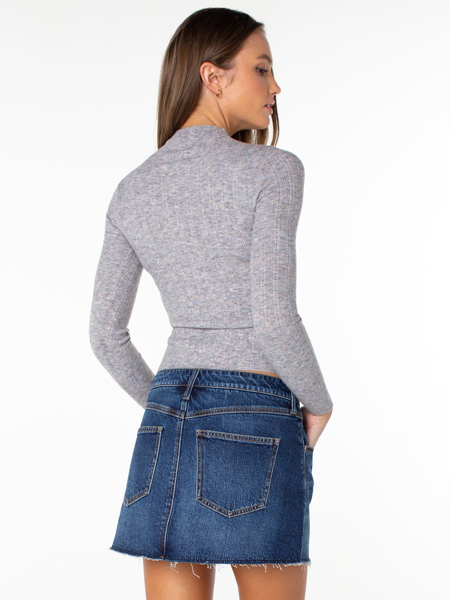 Celebrity Pink Women's and Women's Plus Long Sleeve Mockneck Sweater Top, Sizes XS-4X