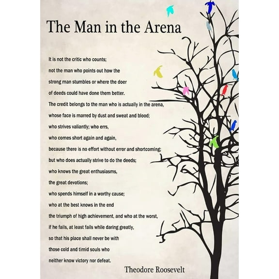 The Man In The Arena Wall Art poster  Theodore Roosevelt Quote Framed Poster Inspirational Quote Canvas Wall Art For Home Office